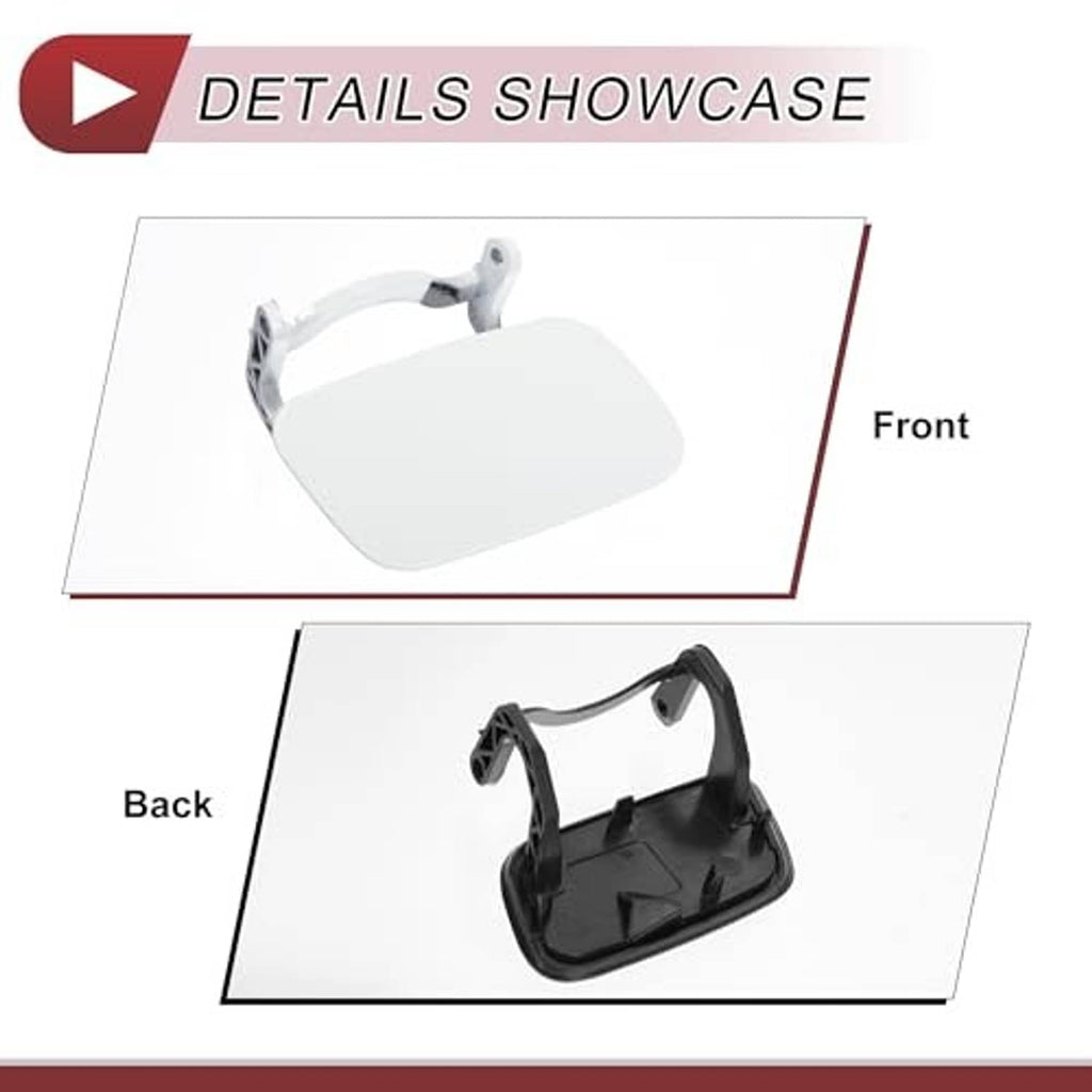 White headlight washer nozzle cover cap front view and black underside