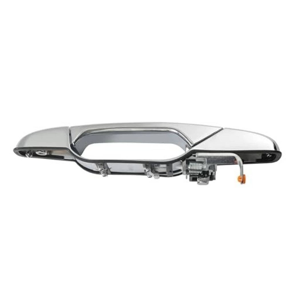 Chrome exterior door handle assembly with latch and mounting hardware
