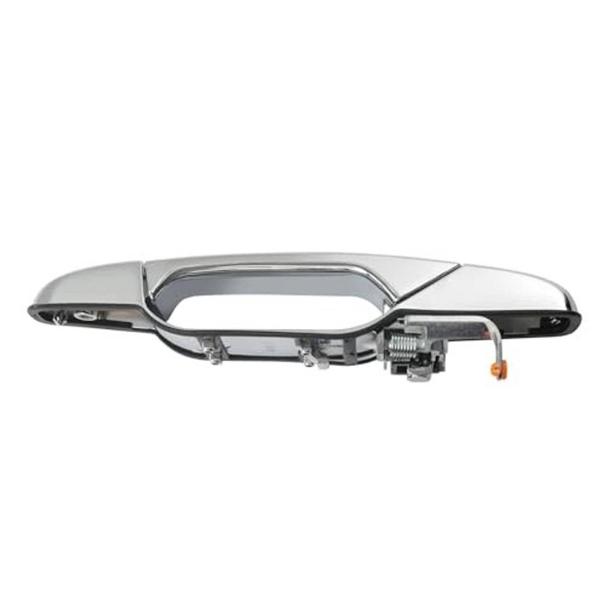 Chrome exterior door handle assembly with latch and mounting hardware