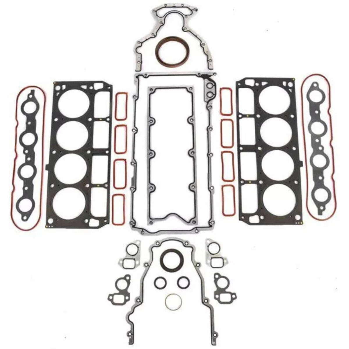Engine gasket set with intake and head gaskets for performance cam lifter installation