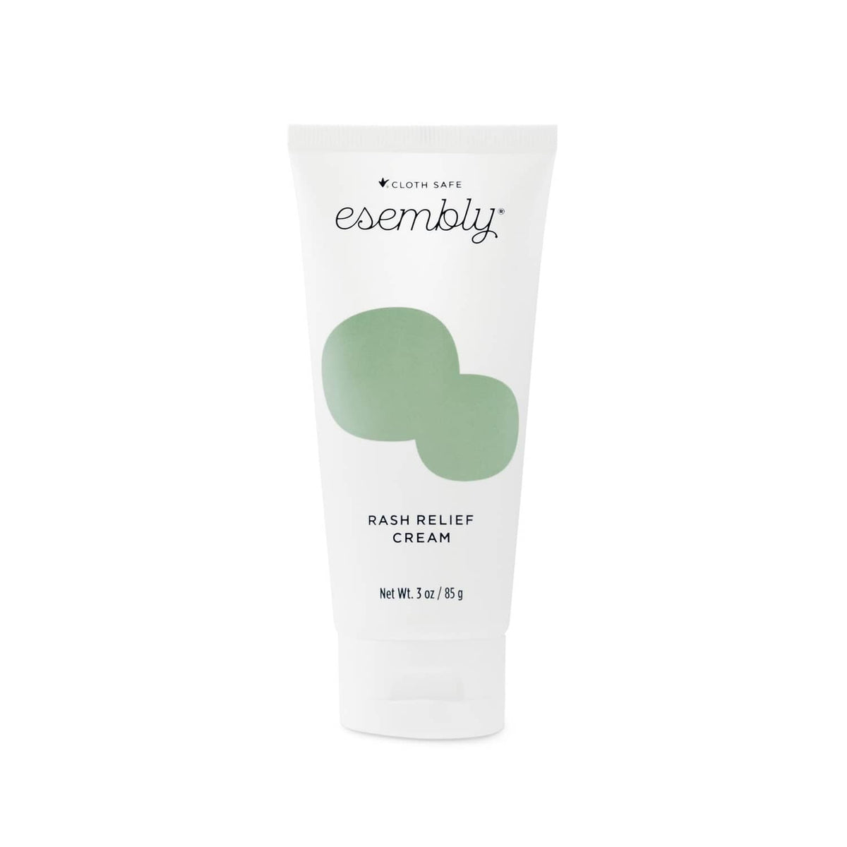Esembly rash relief cream tube, white with green logo
