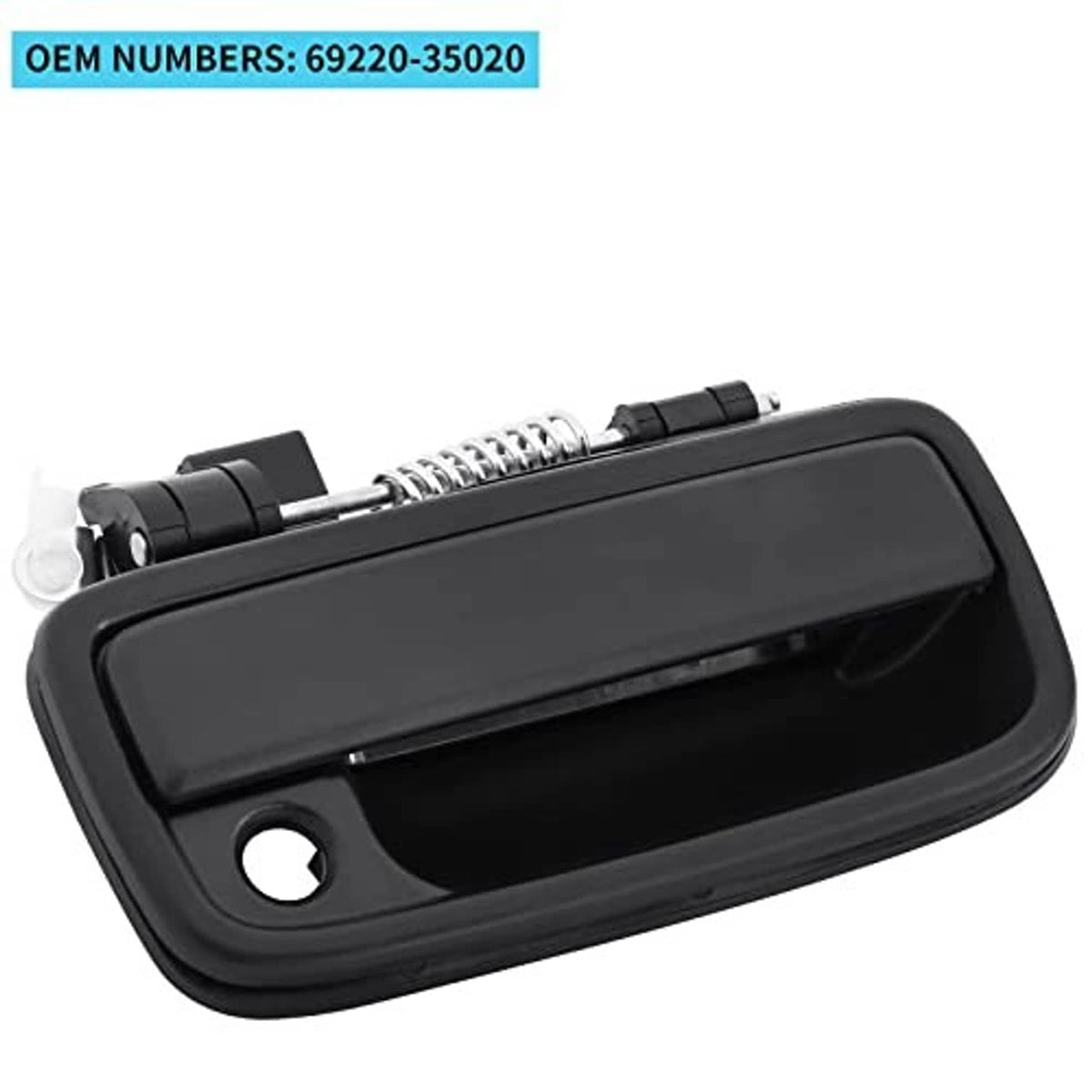 Black front right door handle with OEM number label and exposed spring