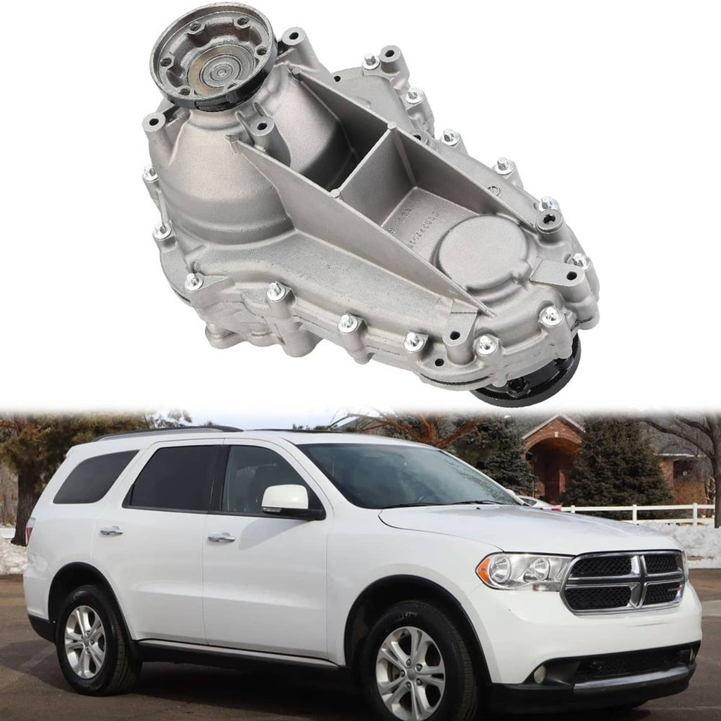 Transfer case assembly, silver aluminum body with round cover opening and bolts