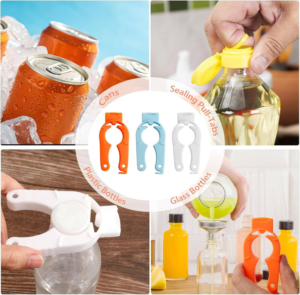 Plastic bottle cap opener gripper tools opening bottle caps and can lids, assorted colors