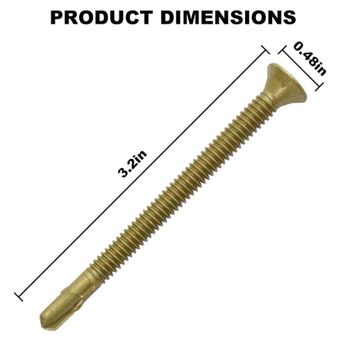 Self-drilling reamer tek screw with star drive head and reamer tip, size marked