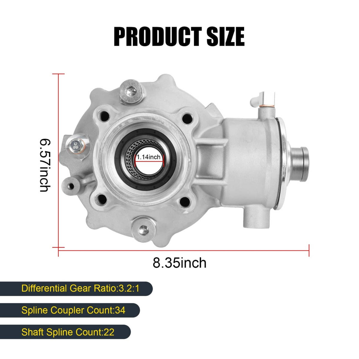 Silver rear differential housing with circular flange and side axle shaft port