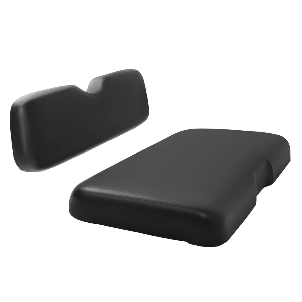 Black seat bottom and backrest cushions, smooth vinyl finish