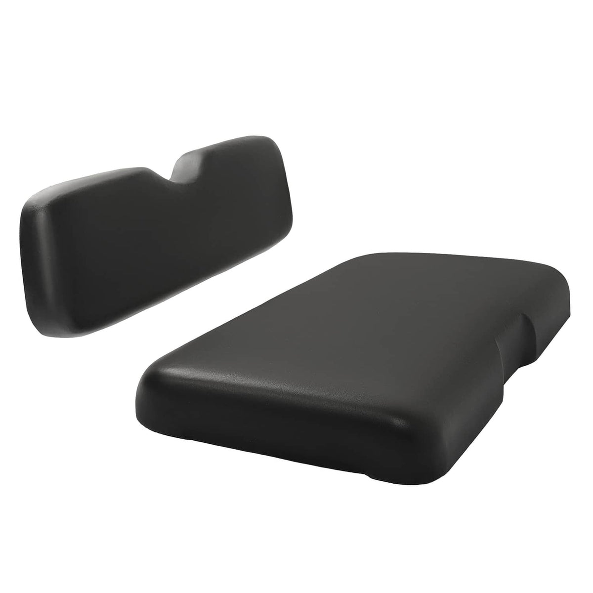 Black seat bottom and backrest cushions, smooth vinyl finish