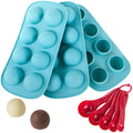 Light blue silicone sphere chocolate mold tray with multiple round cavities