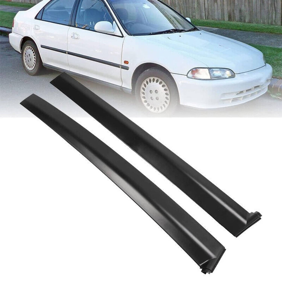 Black window molding door sash trim bars, left and right, long rectangular pieces