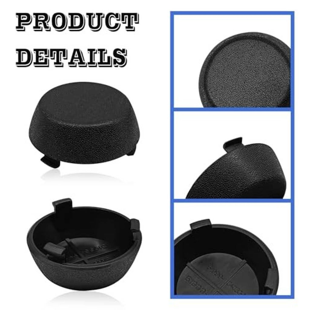 Black rear bumper dome cap set with one cap showing underside and clips