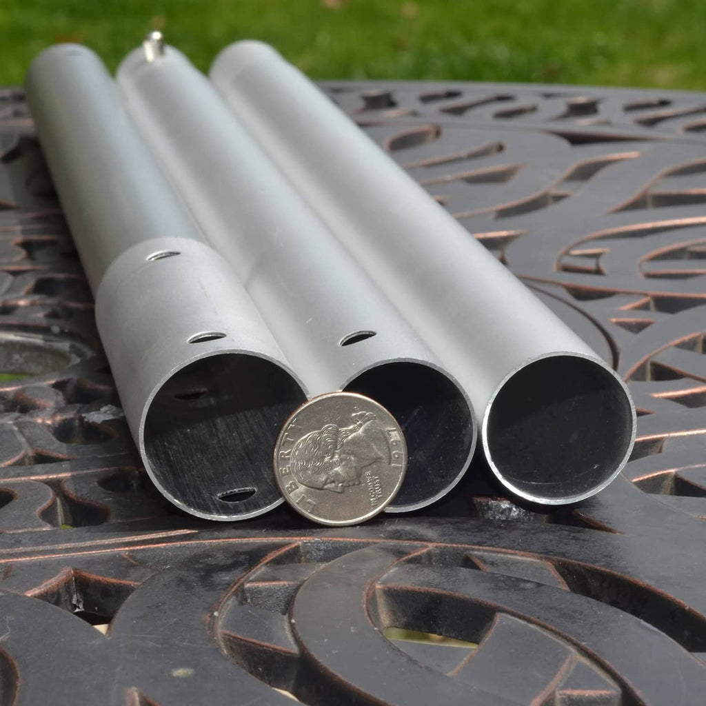 Gray anodized aluminum pool pole tube ends with open holes and one cap