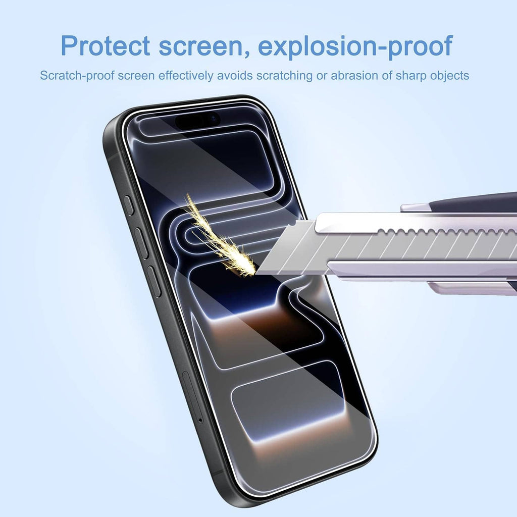 Tempered glass screen protector for phone screen, scratch protection and impact defense