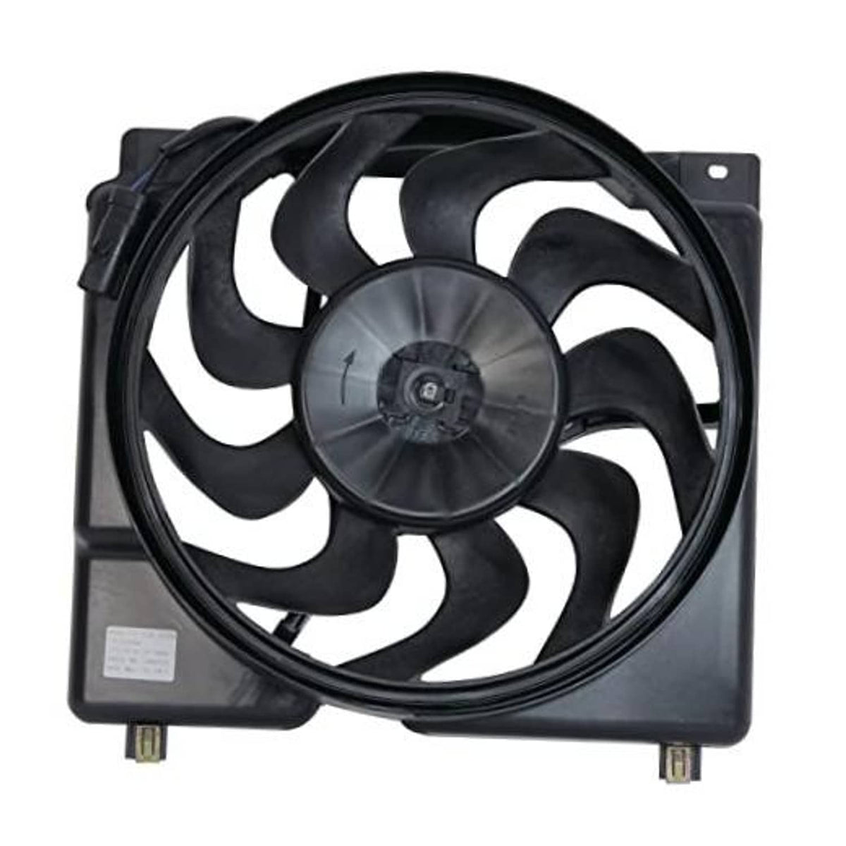 Cooling fan assembly with black multi-blade fan and mounting shroud