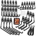 Black 30-pack garage storage hooks with double U-shaped tool hangers