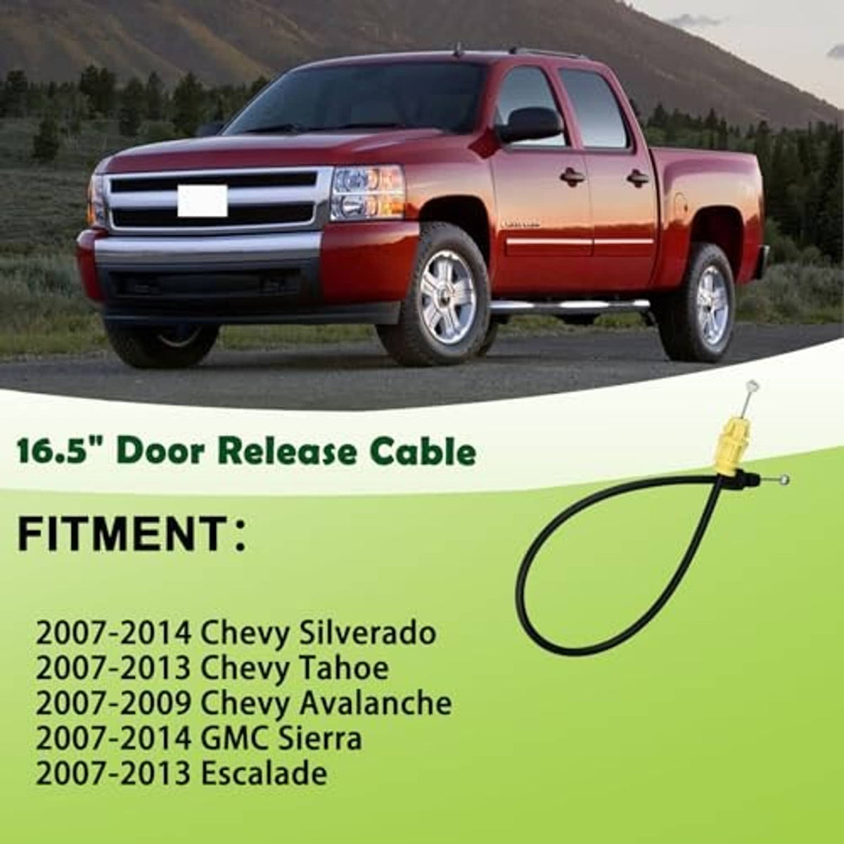 16.5 in door release cable with black housing and yellow connector, metal ball tip