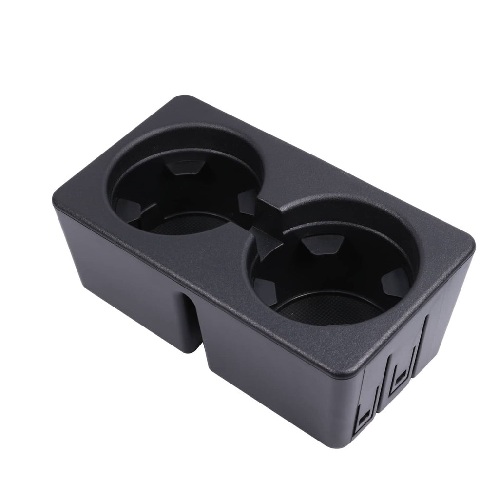 Two-cup holder insert with circular openings and textured black plastic bezel