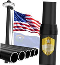 Black flagpole base and solar light head with American flag illustration