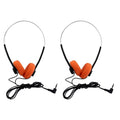 Wired retro on-ear headphones set with orange ear pads and black cable, pair