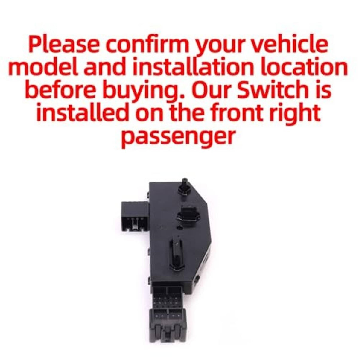 Black front passenger seat control switch module with rocker button and connector base