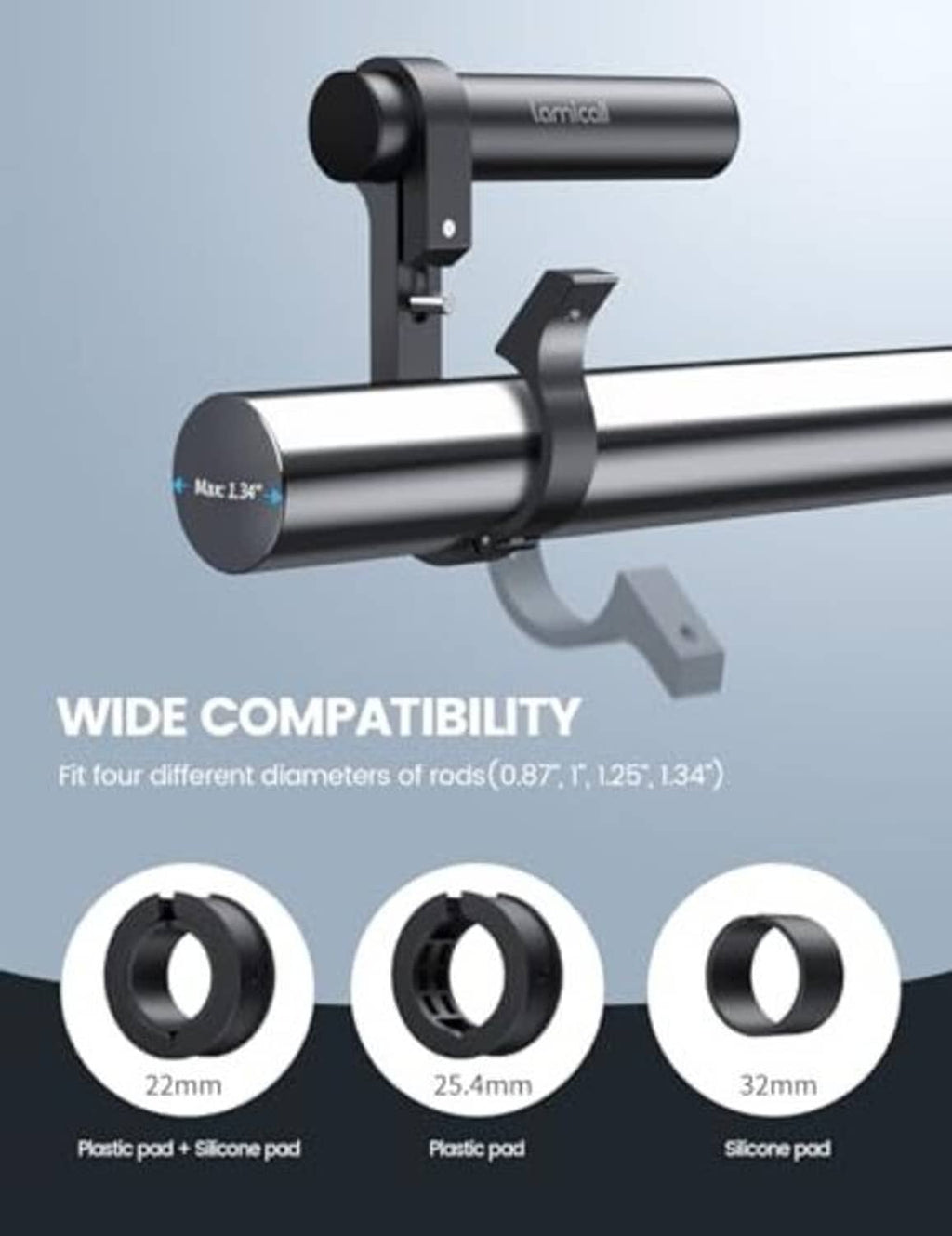 Black bike handlebar extender with compatibility sleeves for different handlebar diameters