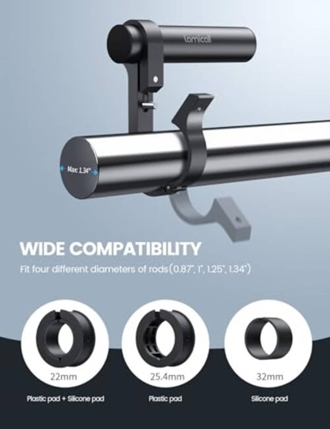 Black bike handlebar extender with compatibility sleeves for different handlebar diameters