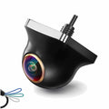 Black dome backup/front camera with rainbow lens ring and short mounting cable