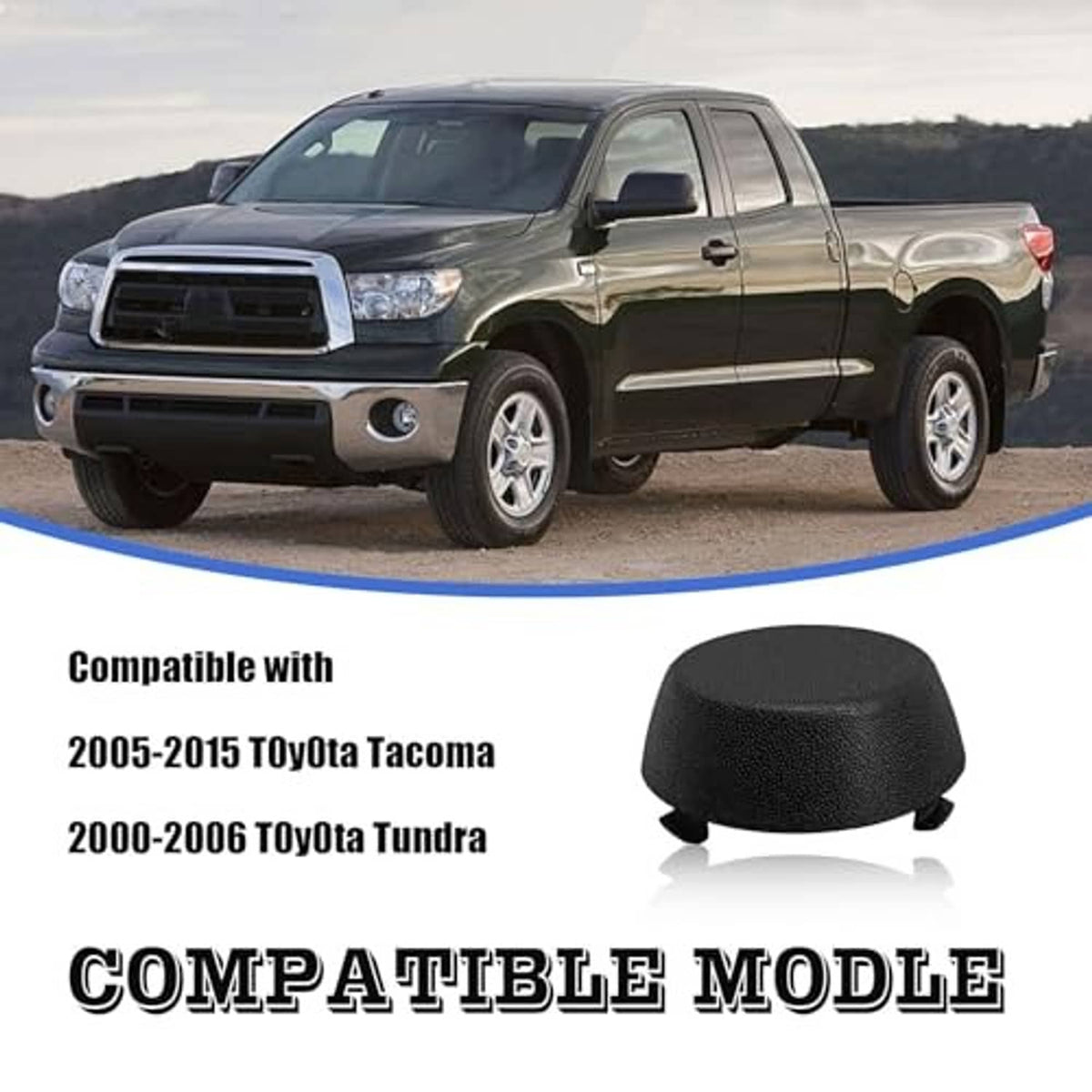 Black textured rear bumper dome cap with mounting tabs, single piece
