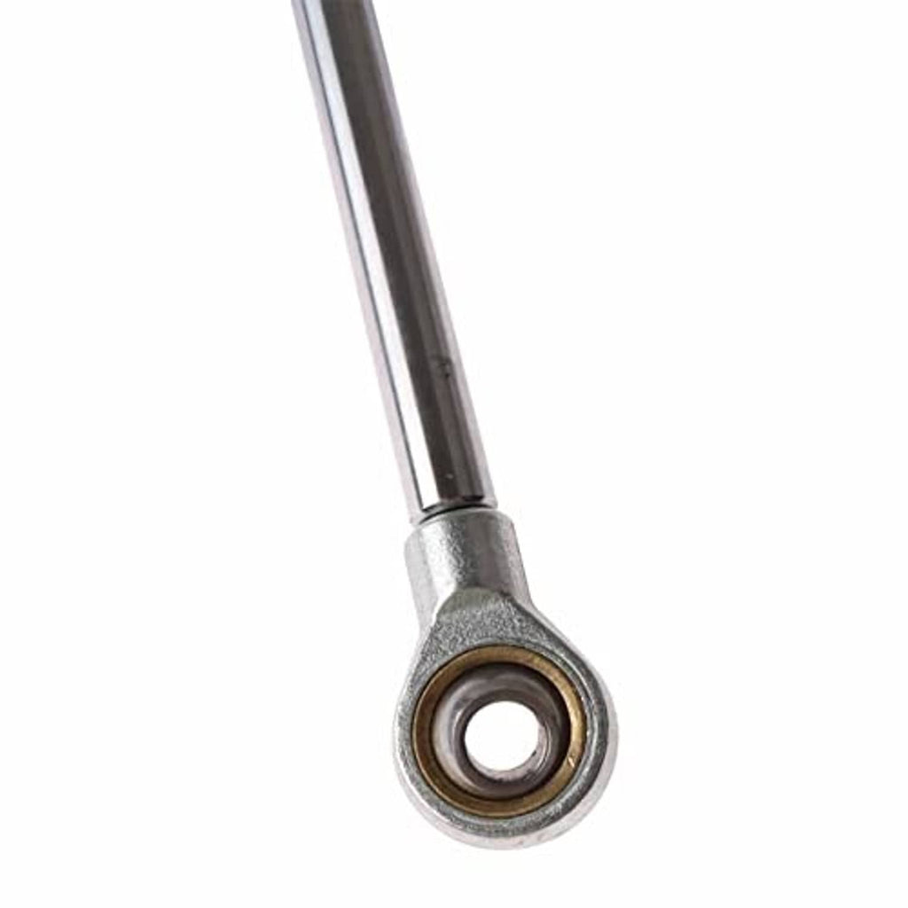Gas spring strut rod end with circular bearing ring and metal connector