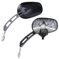 Black rear-view mirror set with oval housings and adjustable mounting stems