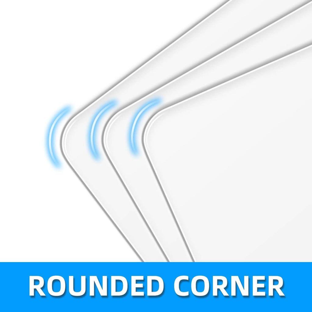 Rounded corner close-up of clear acrylic clipboard cover