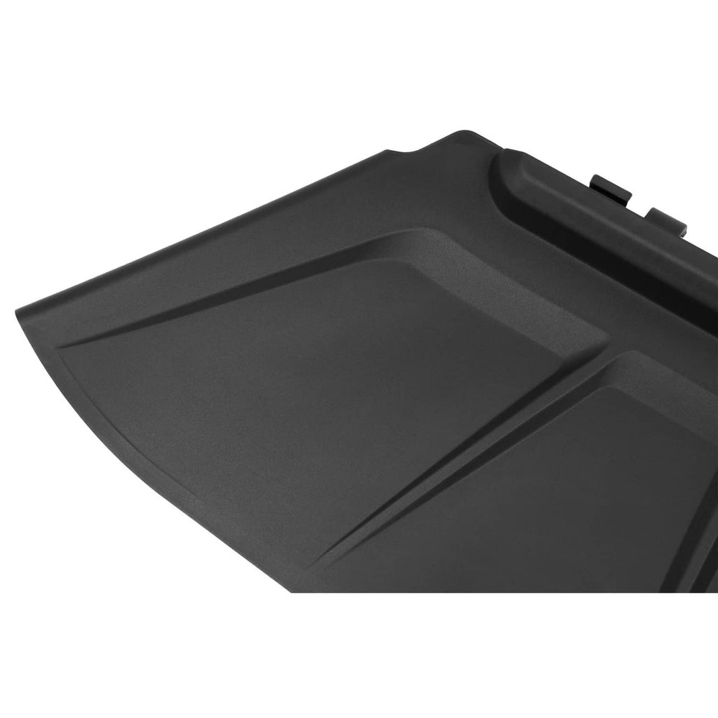 Black discharge chute insert with recessed panel details and raised rim