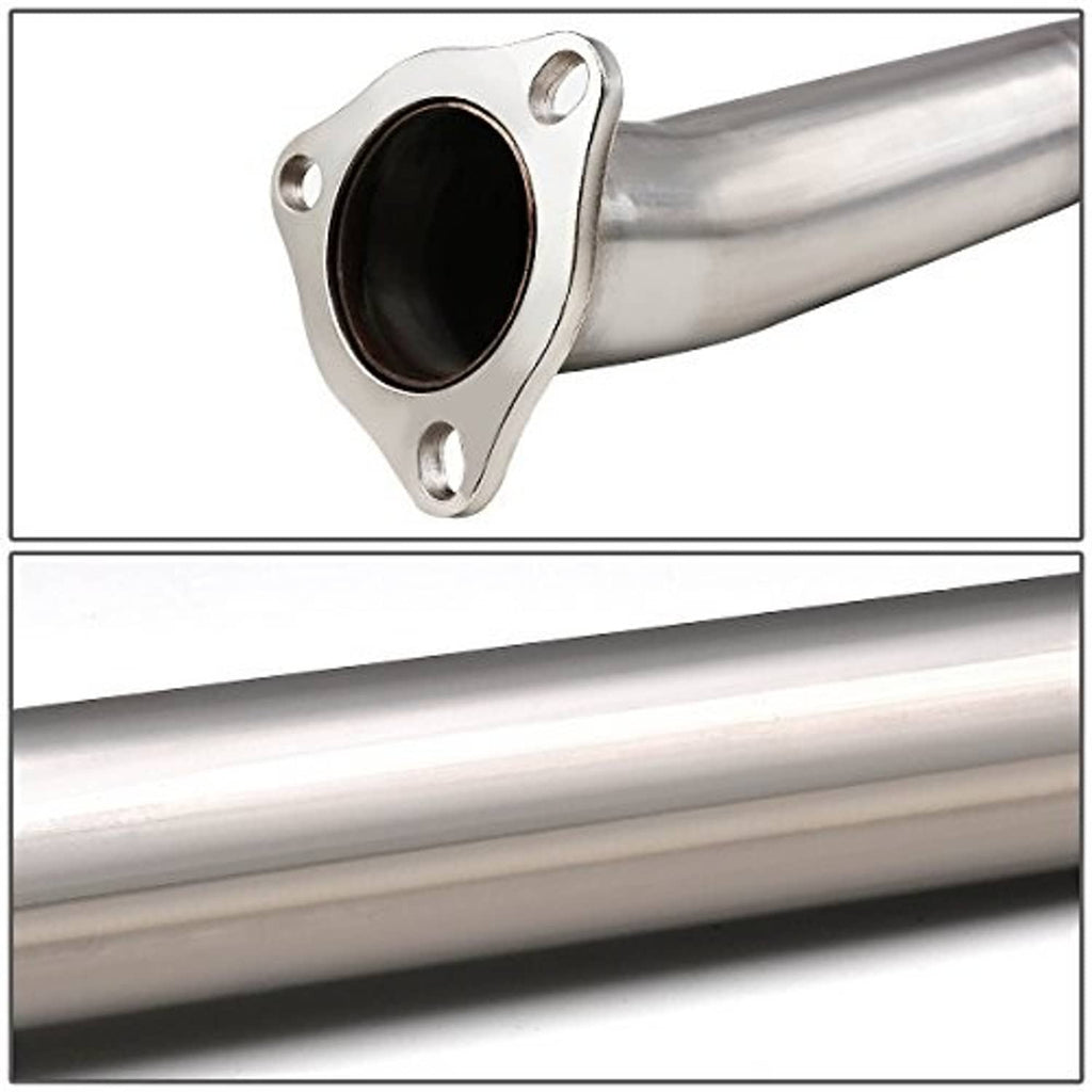 Exhaust flange inlet with four-bolt mounting and smooth stainless pipe section
