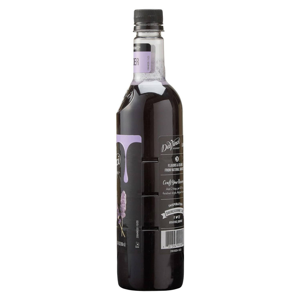 DaVinci Gourmet lavender syrup bottle with front label and black cap