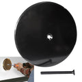 Black round cleanout access cover plate with center screw hole