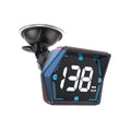 GPS head-up speedometer display with blue-lit frame showing 98 MPH on screen
