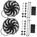 Black electric radiator cooling fan kit with two 10-inch fans and mounting hardware