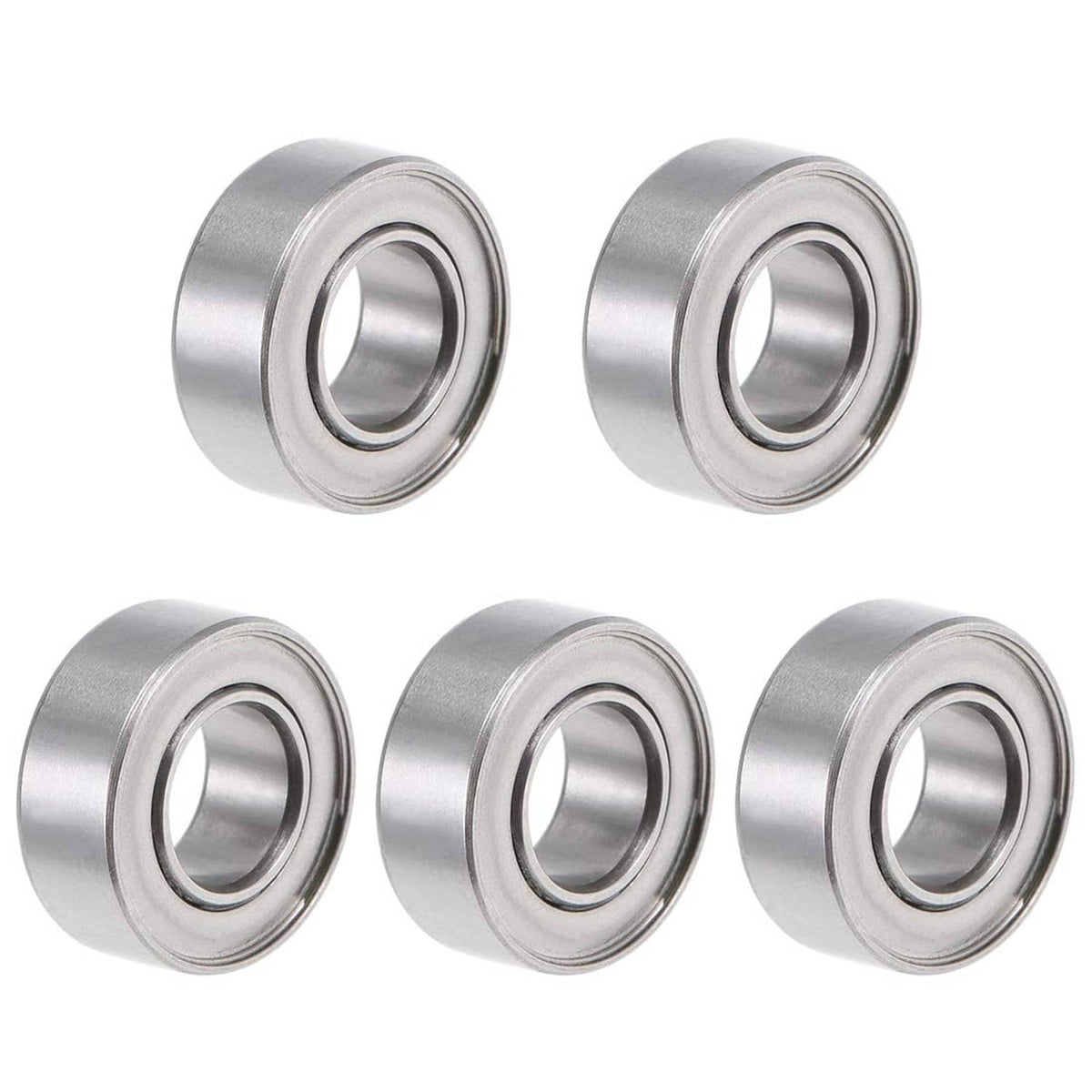 Set of 5 stainless steel ball bearings with metal outer rings and inner race