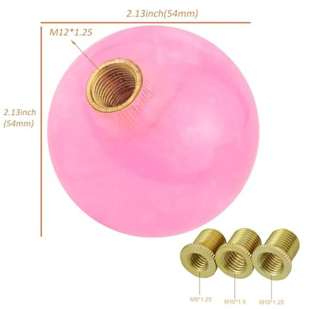 Pink 5-speed ball shift knob with gold M12 threaded insert