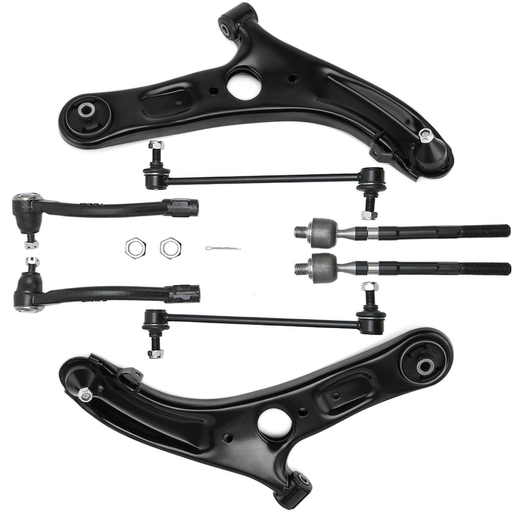 Front suspension control arm kit with two arms, tie rods, and ball joint ends