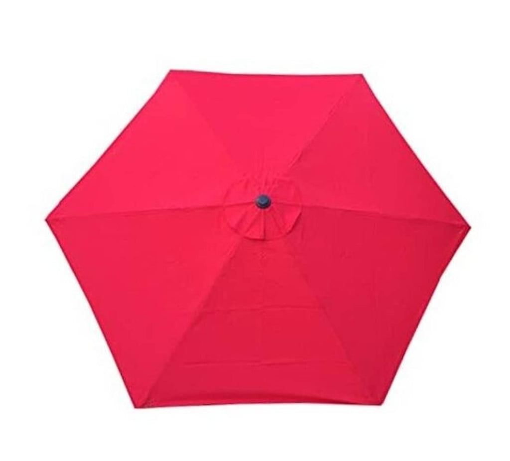Red replacement umbrella canopy with central button and eight-sided hex shape