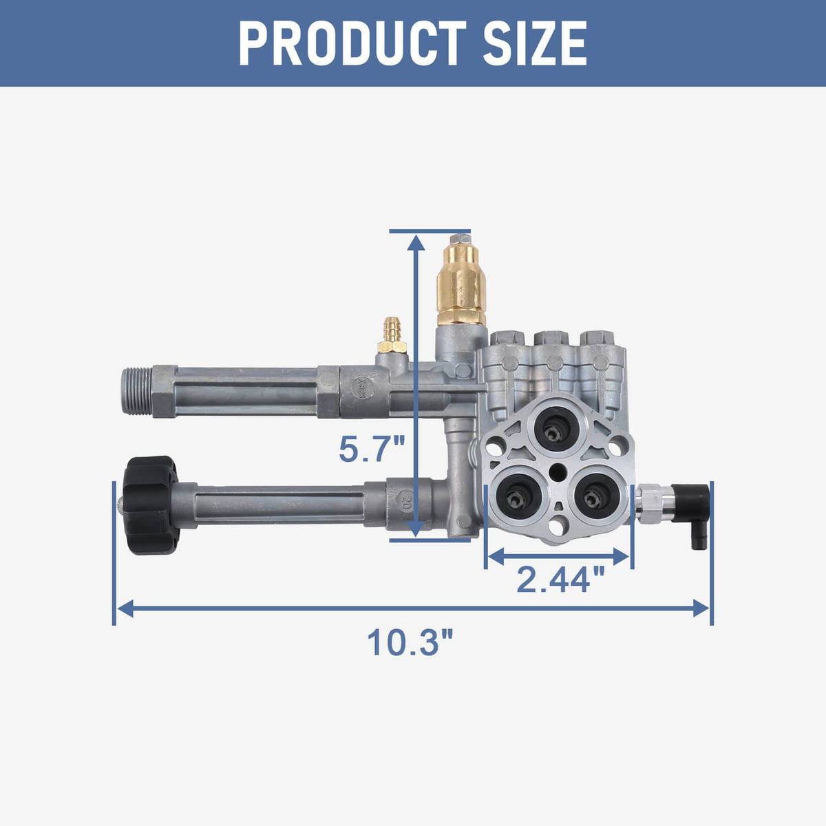 Complete pump head assembly with valve plate and two hose connections