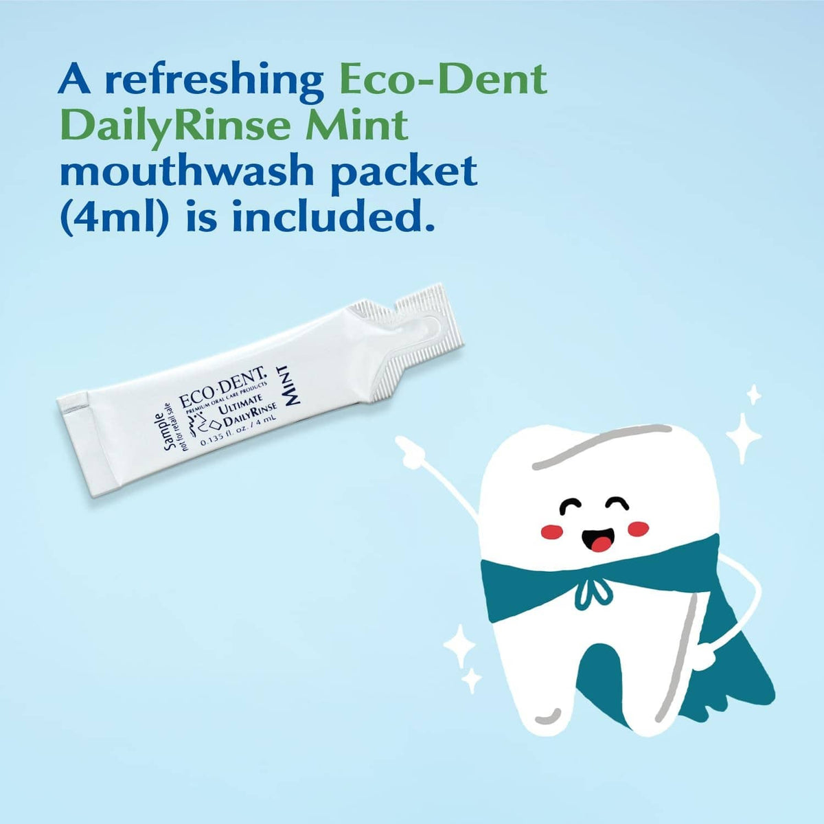 Mint dental care mouthwash packet (4 ml) included