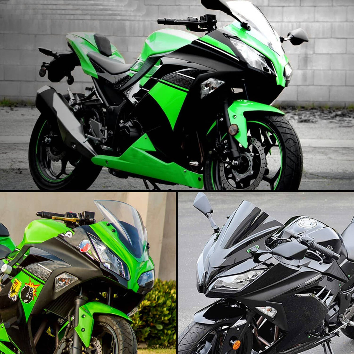 Front headlight assembly, clear lens with black bezel and mounting points