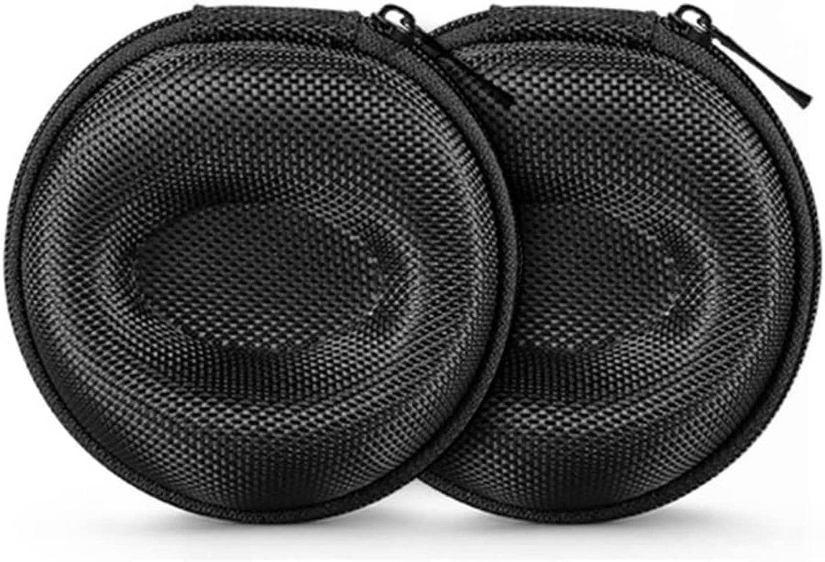 Pair of black zippered watch cases with molded inner padding for wristwatches