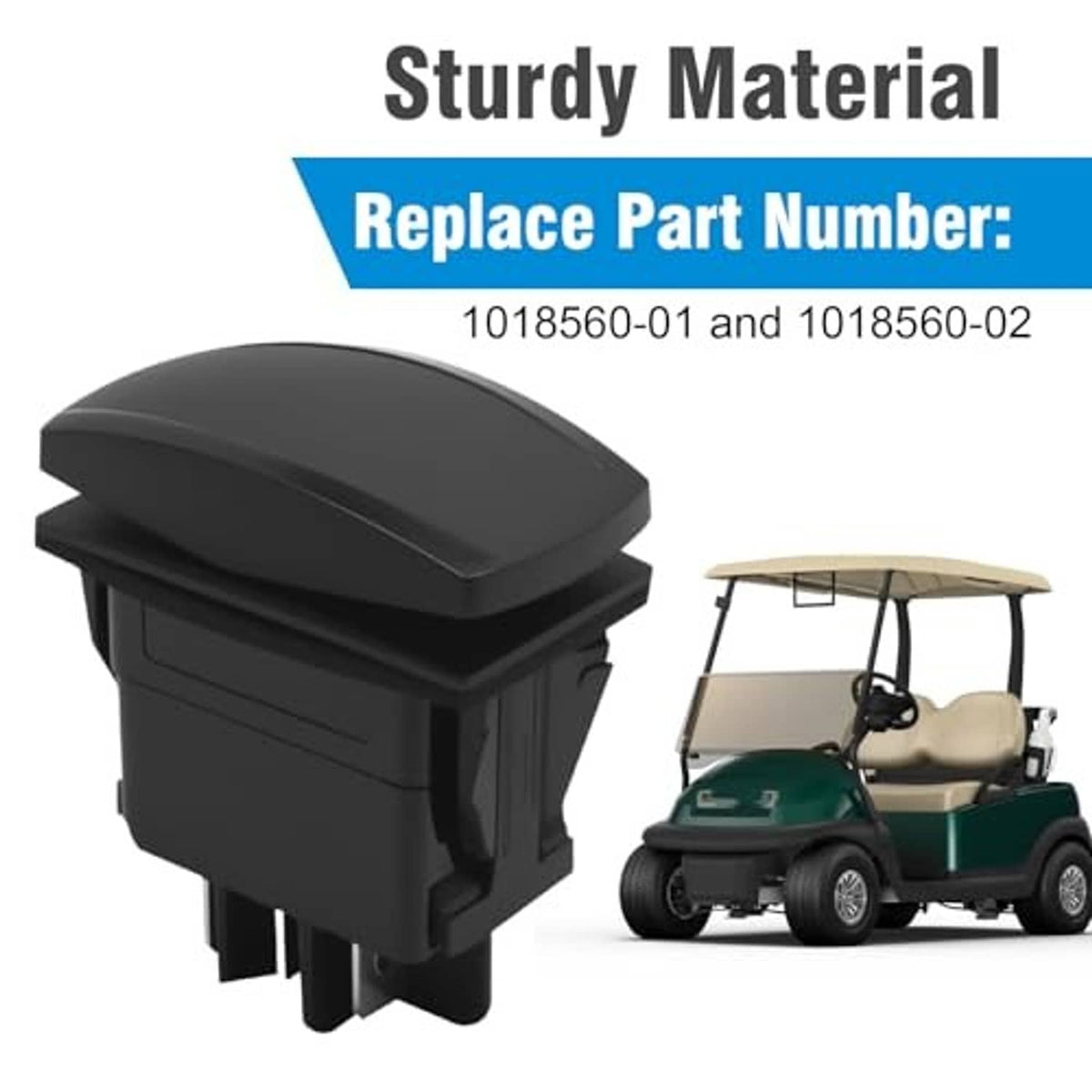 Black replacement forward/reverse switch cap with mounting prongs and connector housing