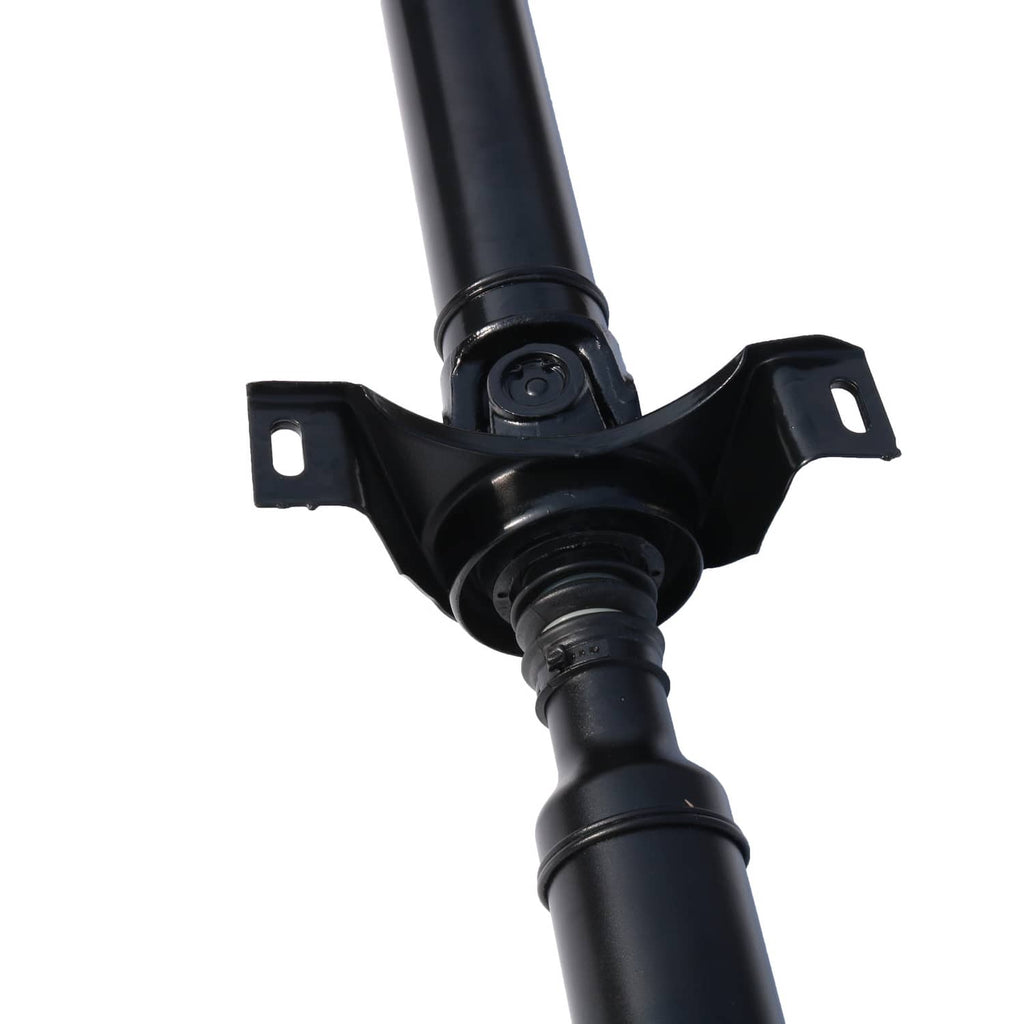 Drive prop shaft center support bracket with rubber bearing, black