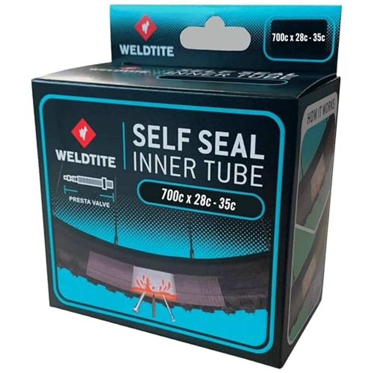 WELDTITE Self Seal inner tube packaging, 700C x 28C–35C, Presta valve