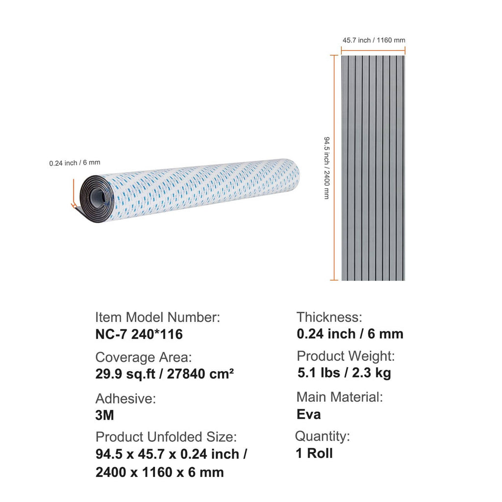EVA foam boat decking sheet roll and unfolded size, dark gray ribbed surface