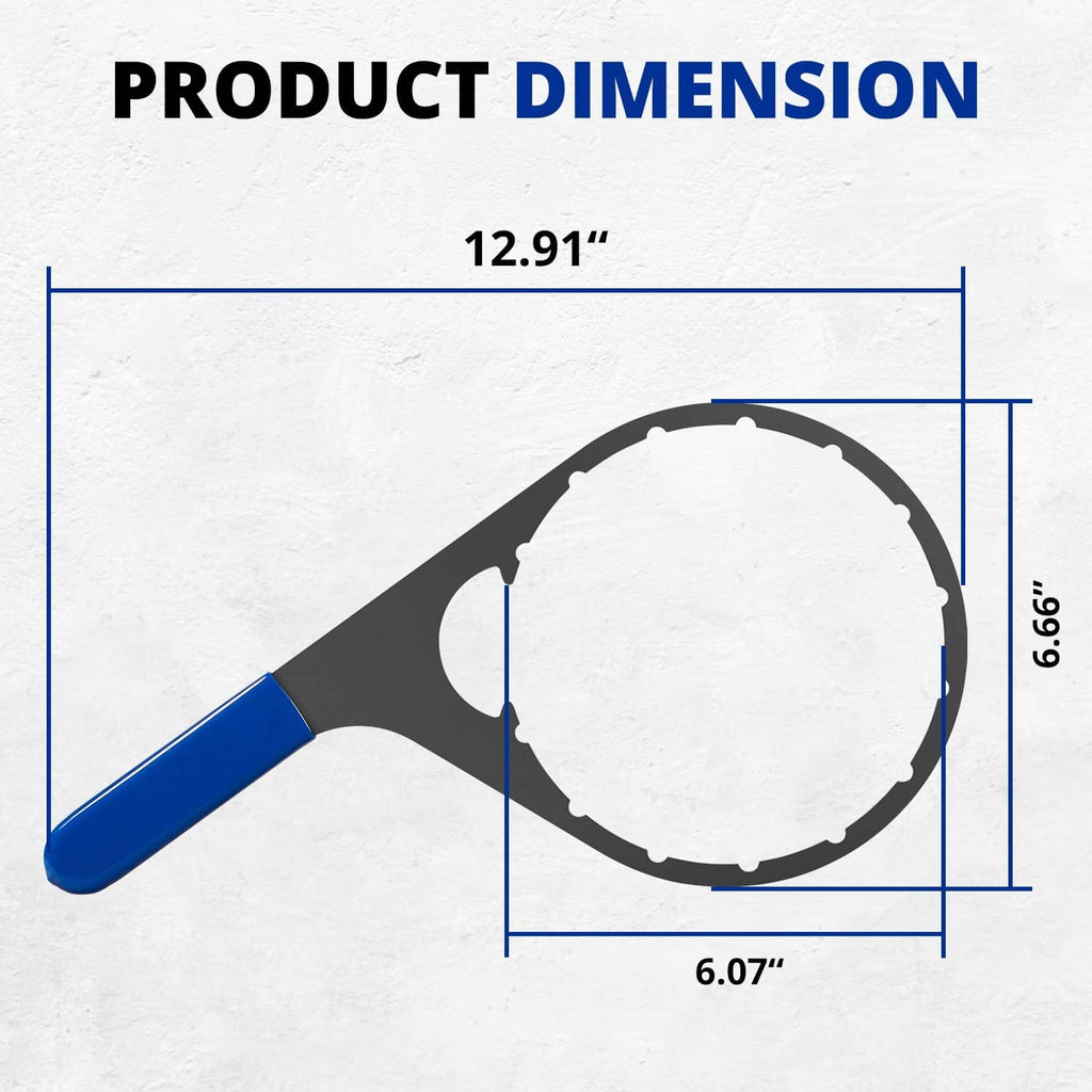 Fuel filter wrench with blue handle, circular head dimensions shown in inches.